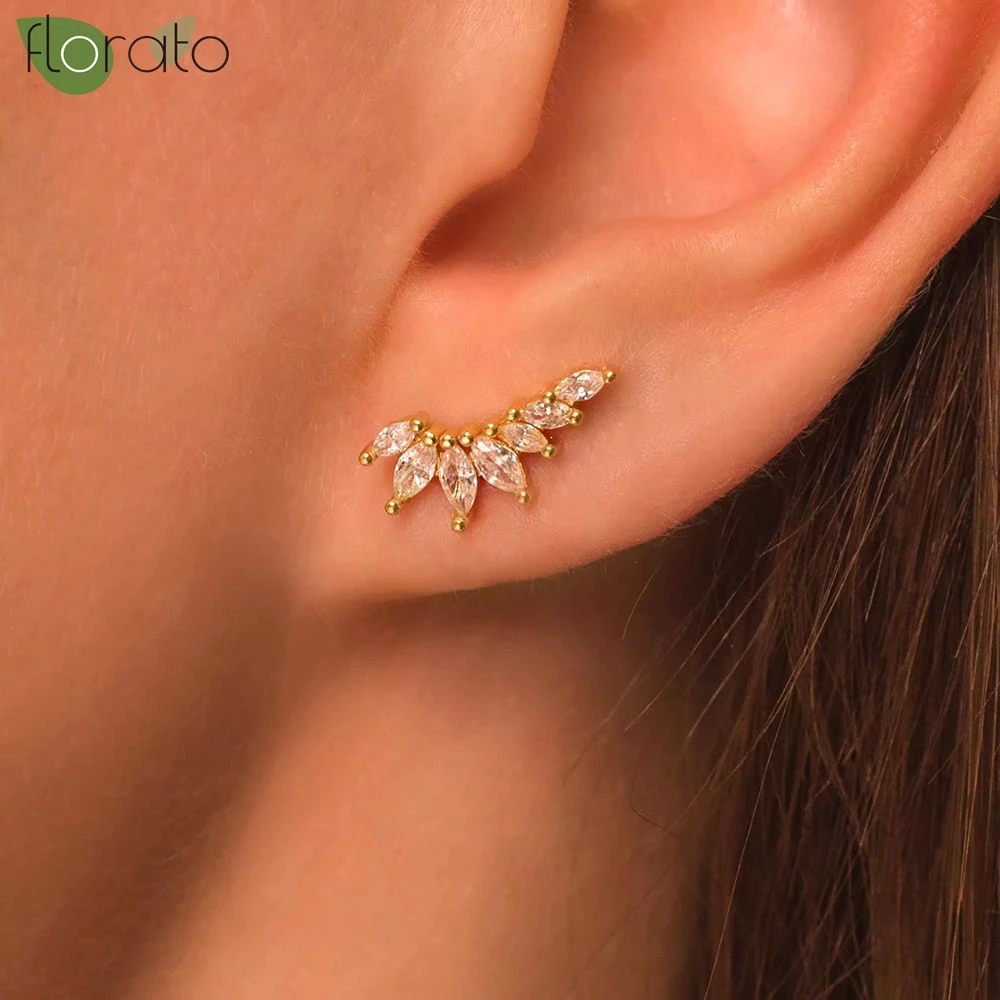 

925 Sterling Silver Needle Exquisite Zircon Earrings Sparkling Small Stud Earrings for Women Fashion Cartilage Piercing Jewelry