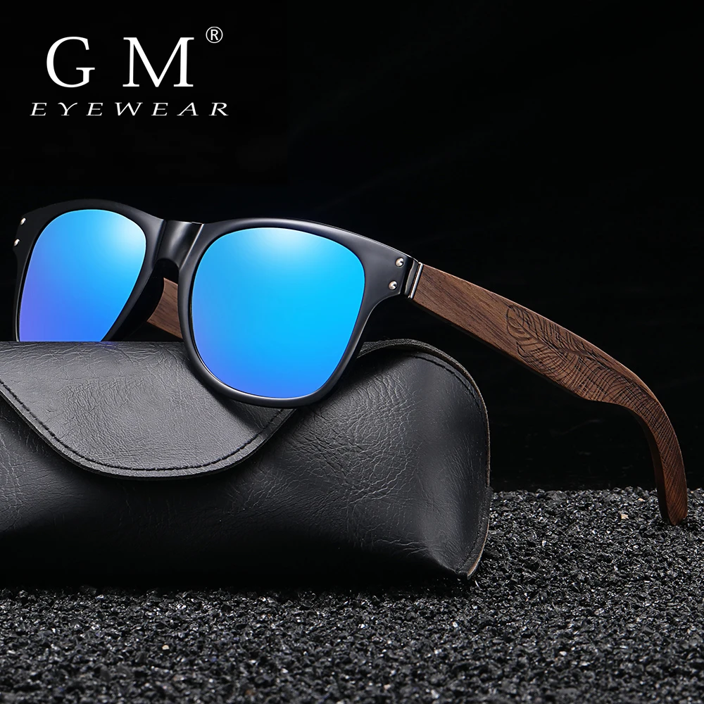 GM Natural Wooden Sunglasses Men Polarized Fashion Sun Glasses Original Wood  C8001