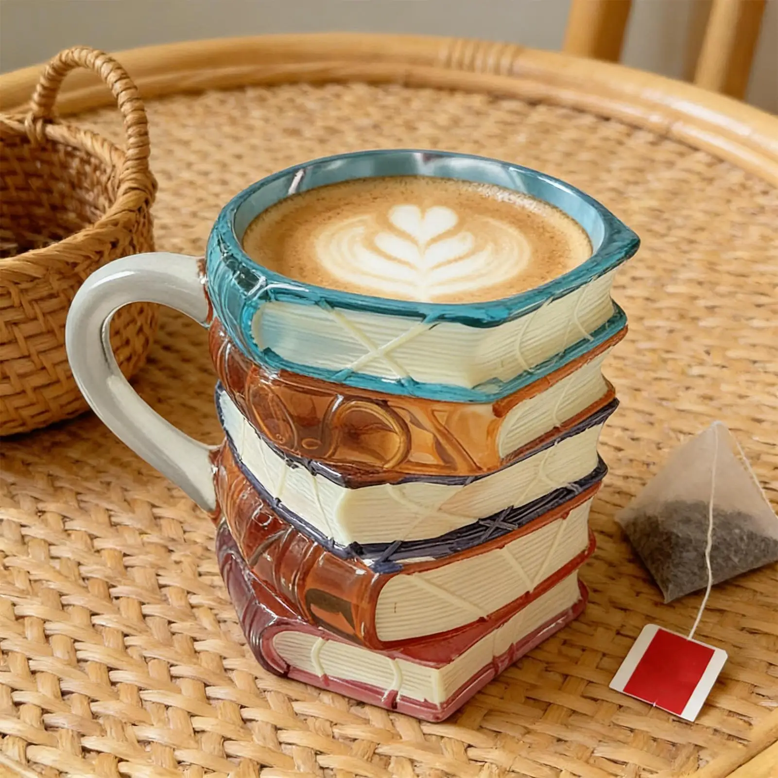 Painted Book Mug Beverage Drinkware Cup Bookworm Cups for Latte Wine Juice Drink Beverage Brewing Bookworm Readers Enthusiast