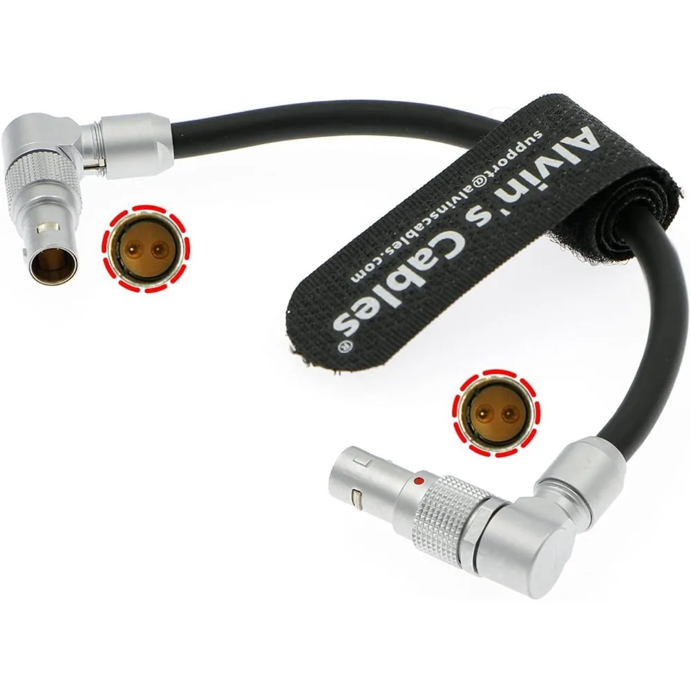 Alvin’s Cables Power Cable for DJI RS2 RS3 Rotatable 2 Pin Male Right Angle to 2 Pin Male for Tilta Float Gimbal 15cm/5.9inches