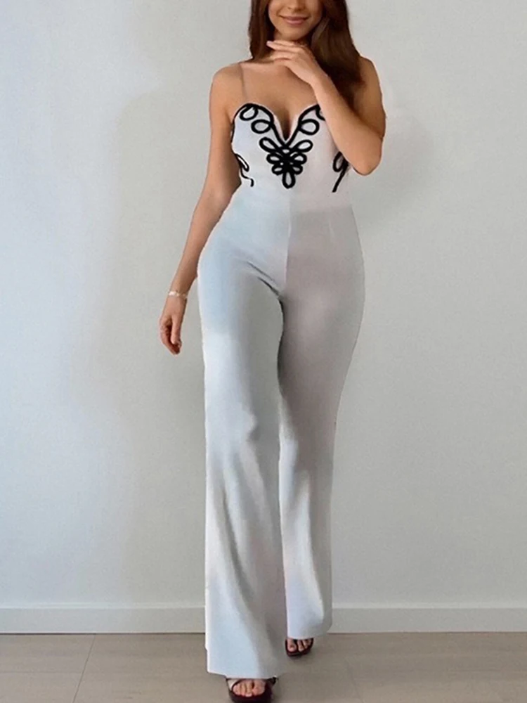 Strapless Dames Jumpsuit Avondfeest 3D Sexy Jumpsuits Dames Outfit Transparante Spaghetti Chique en Elegante Jumpsuits