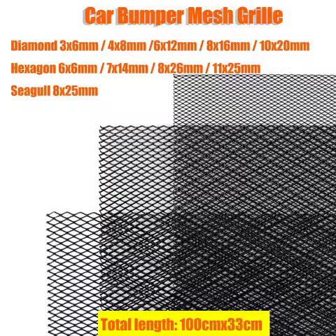 100x33cm Aluminium Racing Car Bumper Grille Grill Mesh Net Vent BlackTuning Universal Protector Caravan Camper Home Garden