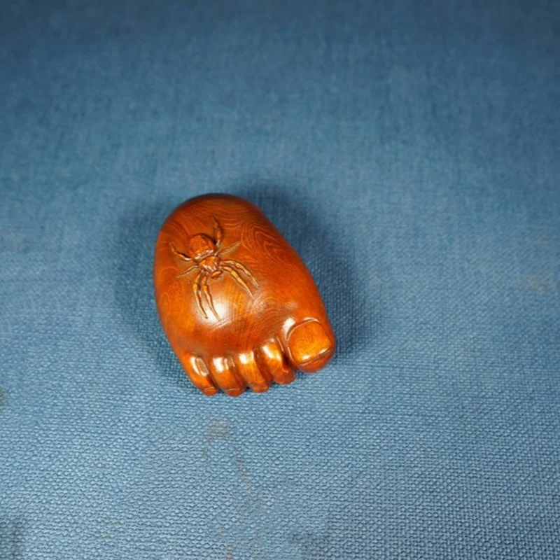 Chinese Natural Boxwood Hand-carved Exquisite Foot Statue