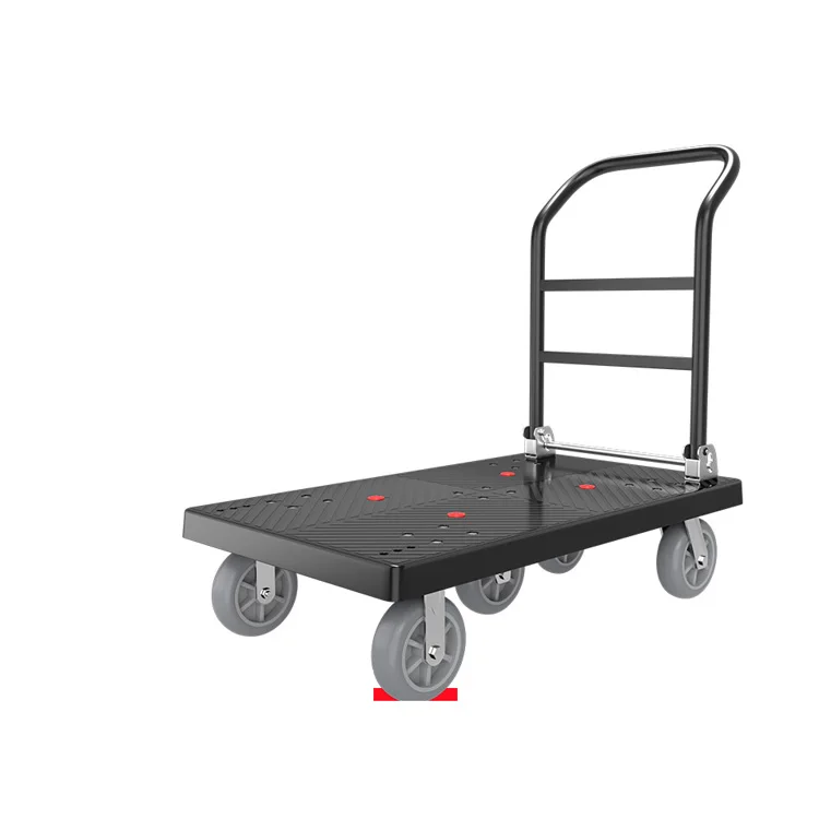 

Heavy Duty Foldable Platform Hand Trolley Cart Truck Load Industrial Plastic Best Seller 150kg 300kg Shopping Trolleys 4"