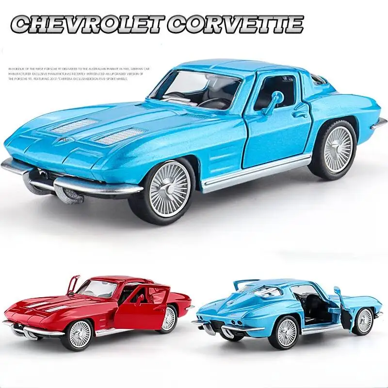 RMZ città 1:36 Modello in lega Chevrolet Corvette Stingray C2 1963 Retro Supercar Simulazione Pressofuso e giocattolo Veicolo Tirare indietro Auto