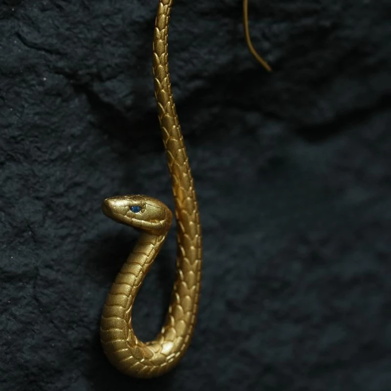 2025 high-end snake long earrings, ear hooks, gold retro Egyptian temperament, mysterious gift for girlfriend