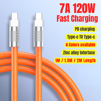 120W 7A Super Fast Charge PD Type C Liquid Silicone Cable 1M 1.5M 2M USB Cable Usb C To C Charger Cable For Xiaomi Huawei 2024