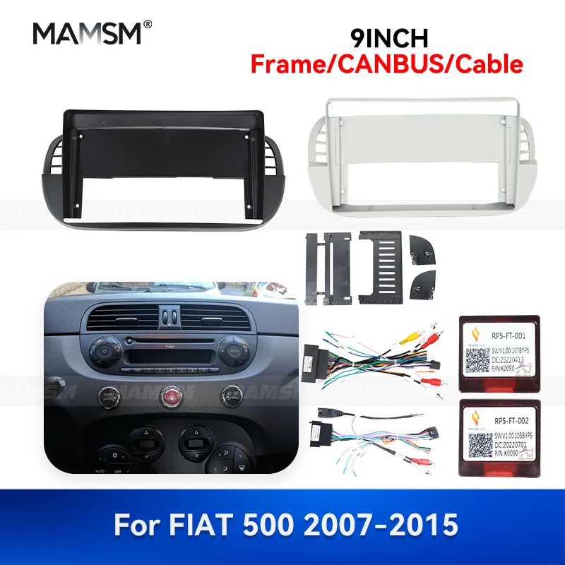 

MAMSM 9 inch For 2007-2015 FIAT 500 Android Car Radio Fascia Stereo Frame GPS MP4 Multimedia Wiring Harness Canbus Box Kit