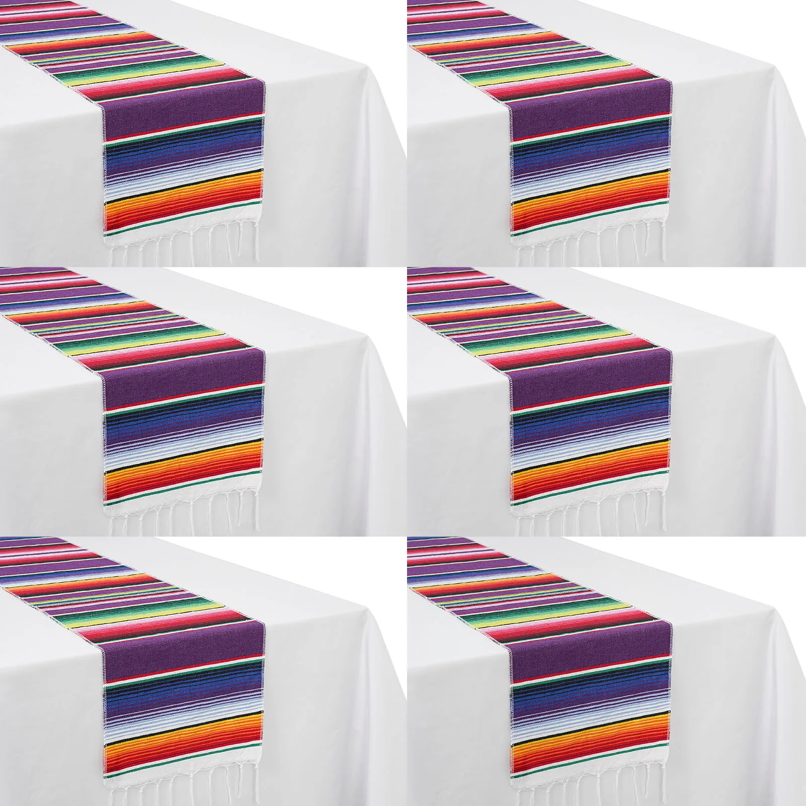 1/2/4Pack 14 x 84 Inches Mexican Table Runner  Fiesta Mexican Theme Party Decoration for Cinco de Mayo Fiesta Party Table Runner