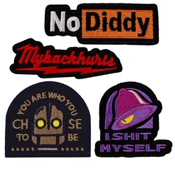 Robot Quotations Embroidered Patches For Clothing DIY Iron On Patches Thermoadhesive Appliques Sew Stickers Accessories