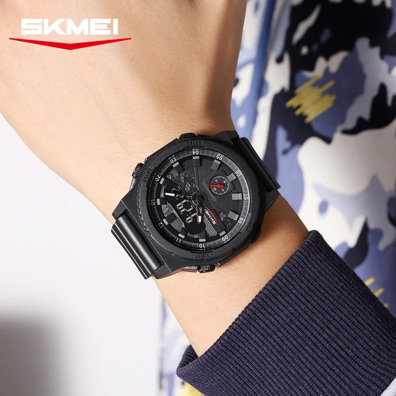 SKMEI Original Watch For Man Fashion Sport Digital Wristwatch 3Time Chronograph Outdoor Waterproof Electronic Clock With Date