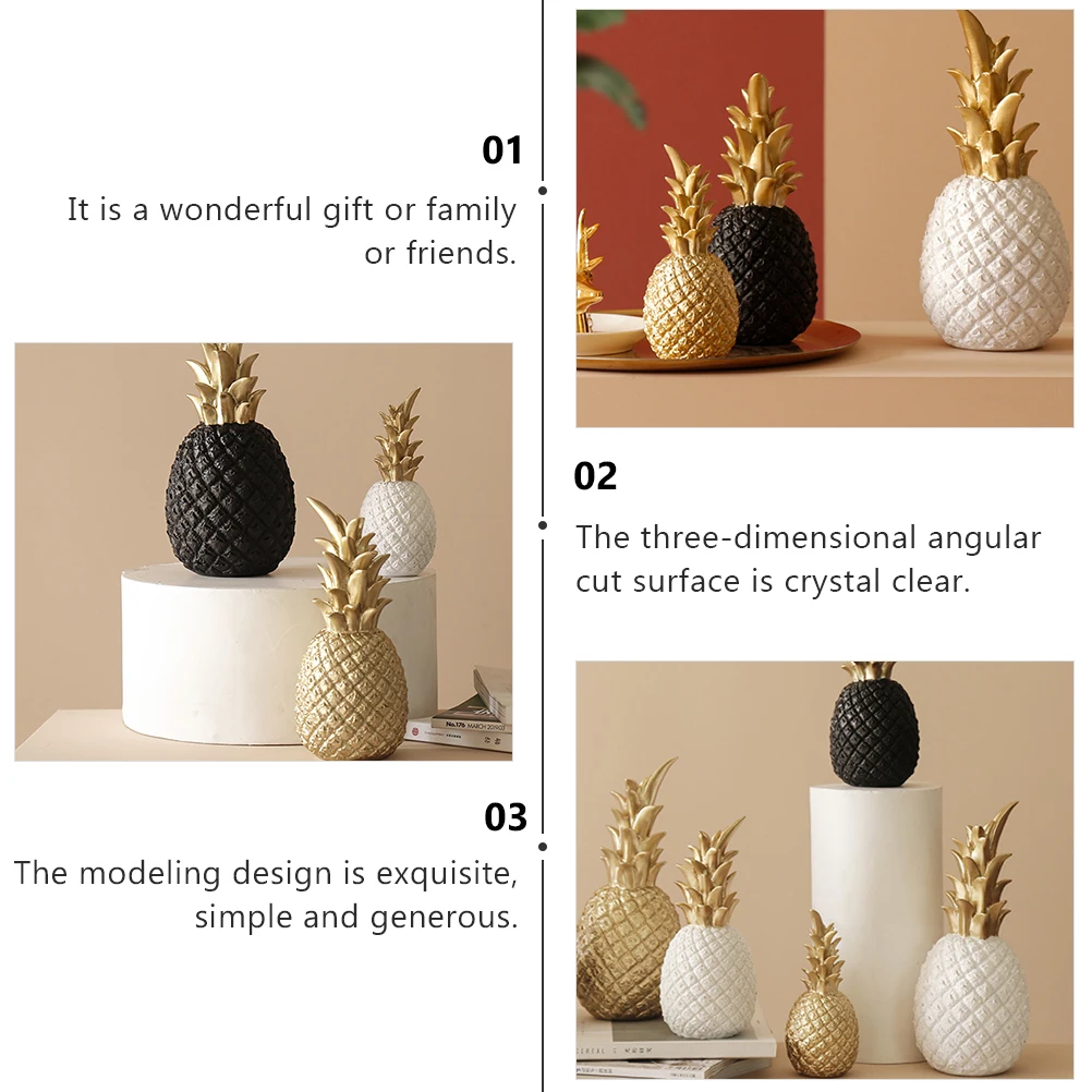 

1pc Golden Pineapple Ornament Resin Decoration Desktop Home Garden Realistic Shape Artificial Fruit Pineapple Adornment
