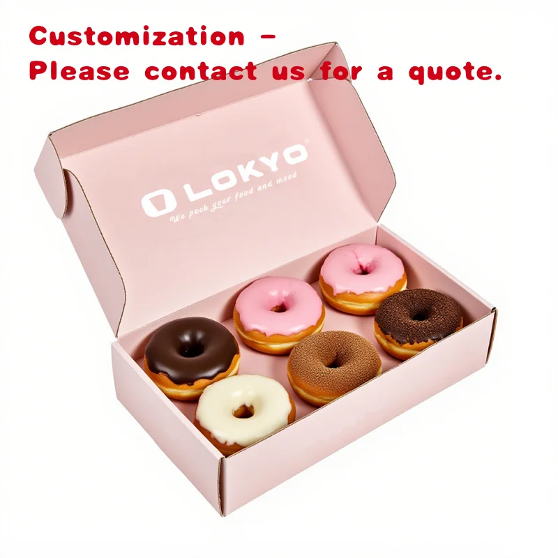 

custom.LOKYO Foil Embossing Snack Fast Food Folding Box Custom Bakery Donut Box with Packaging