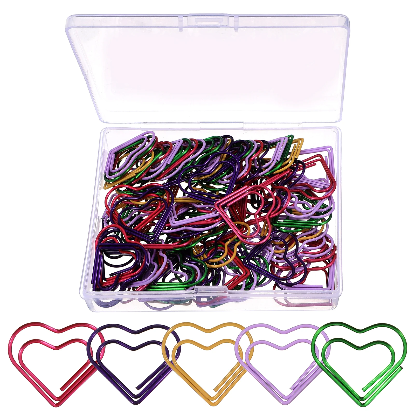 

100pcs Heart Shaped Paper Clips Cute Mini Clips For Office Documents File Photos Student Supplies Multi-Use Practical