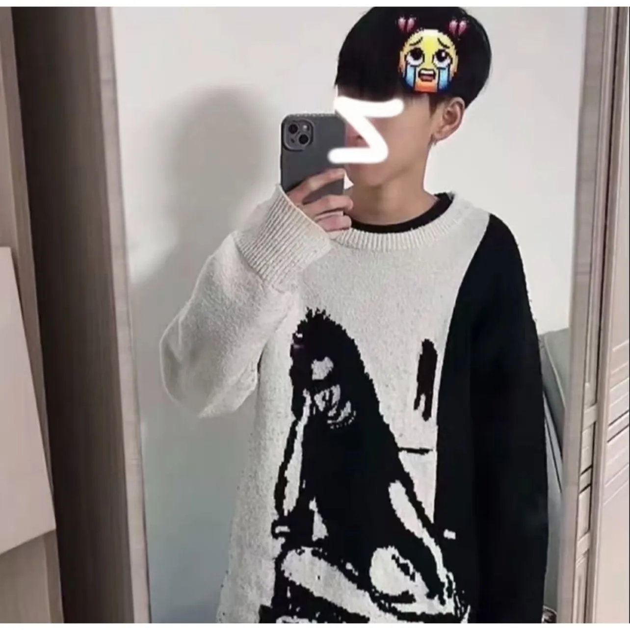 

Свободный крой, мужской трикотажный свитер, осень-зима, большие размеры, смесь eep, большой топ для пар, повседневный удобный круглый Ne Lon...