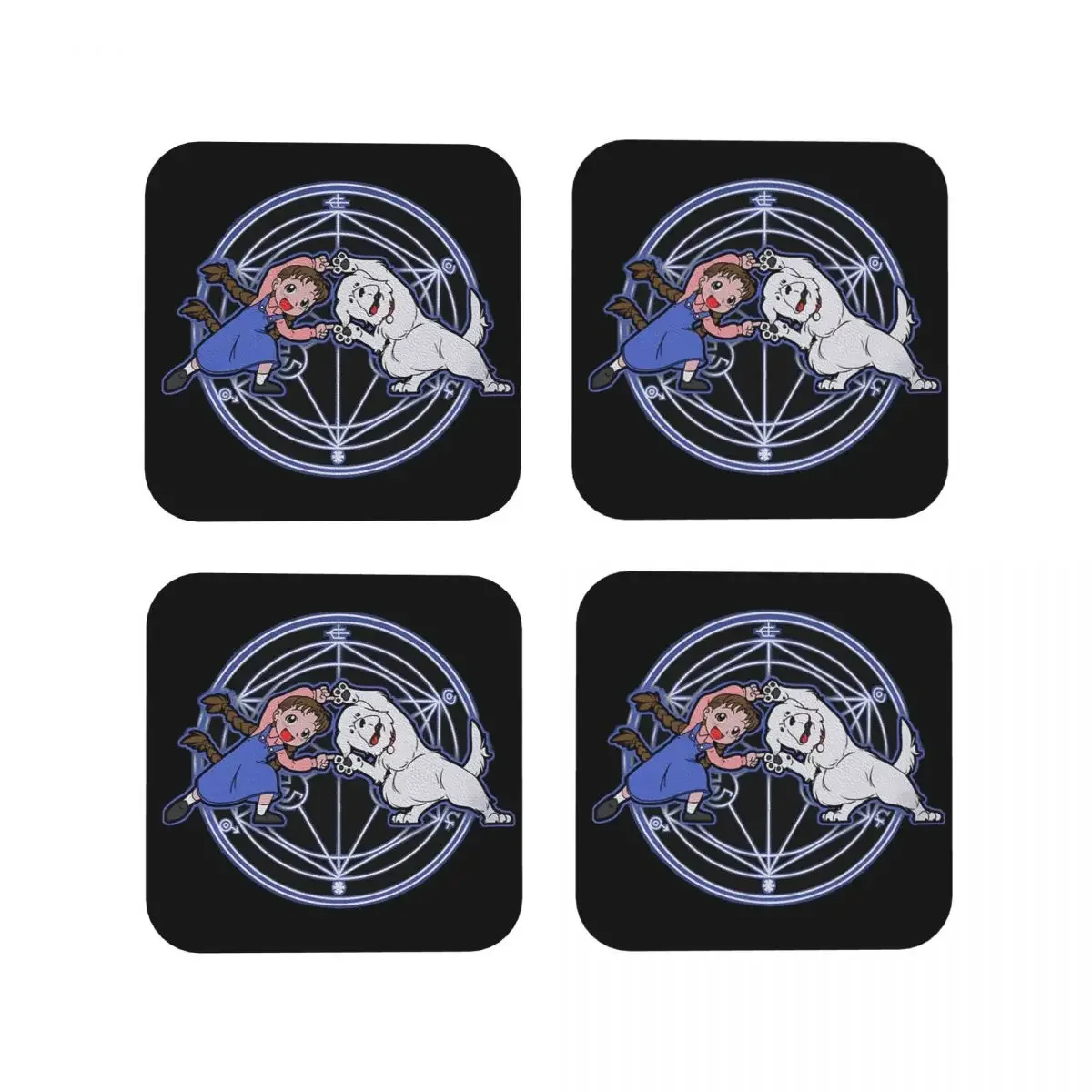 Fullmetal Fusion Coasters Coffee Mats Leather Placemats Cup Tableware Decoration & Accessories Pads for Home Kitchen Dining Bar