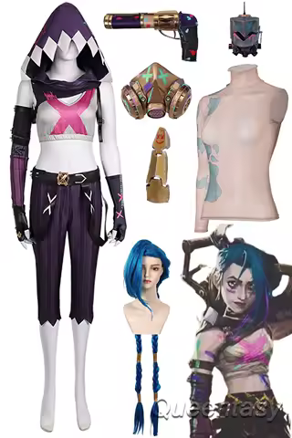 Fantasia New Arcane Jinx Cosplay Wigs Clothing 2024 Game LoL TV 2 Disfraz Costume Women Fantasy Halloween Carnival Party Clothes