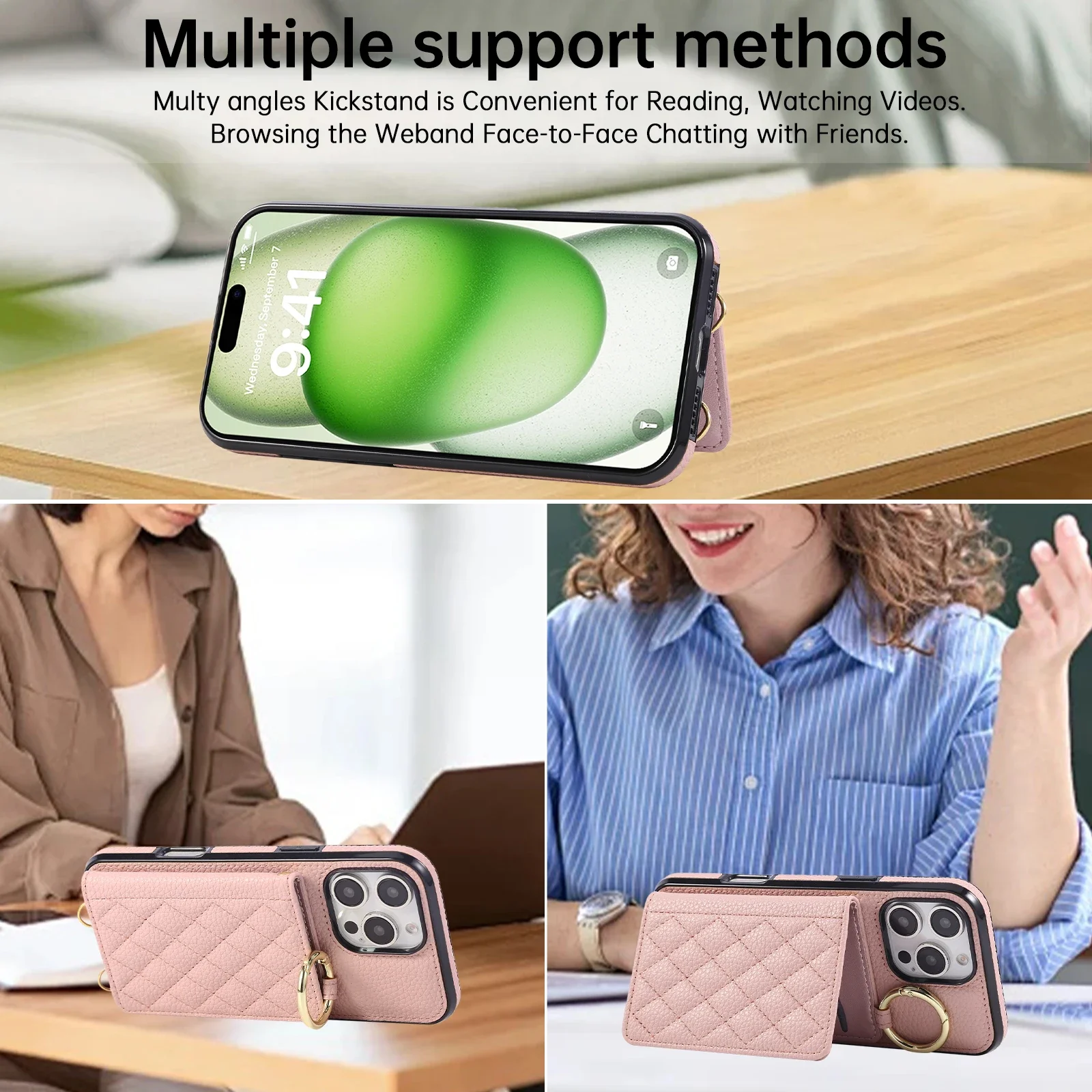 محفظة كروس مع حامل بطاقة حافظة هاتف جلدية لهاتف آيفون 17 Air 16E 17 16 15 14 13 12 11 Pro Max X XR 7 8 Plus غطاء حلقي #6