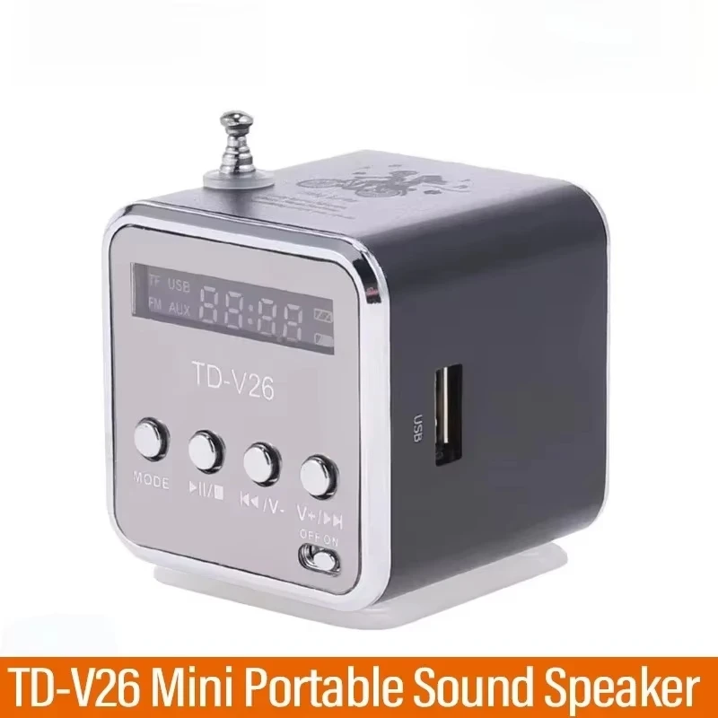 TD-V26 Mini Portable Sound Speaker TF Card FM Radio AUX Stereo Music Player Bluetooth Speaker for Outdoor High Looks Party