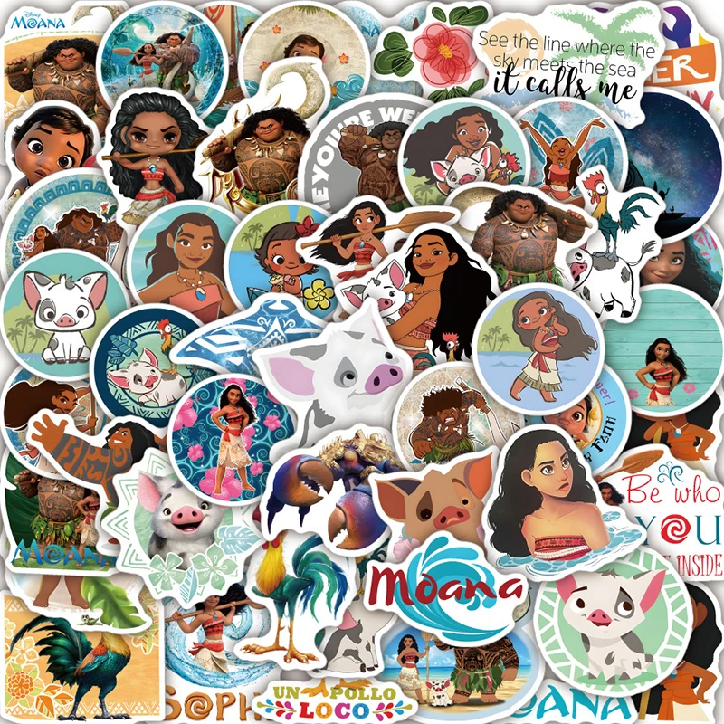 50 Stuks Moana Diy Graffiti Stickers Cartoon Anime Figuur Afbeelding Skateboard Computer Fiets Decoratie Sticker