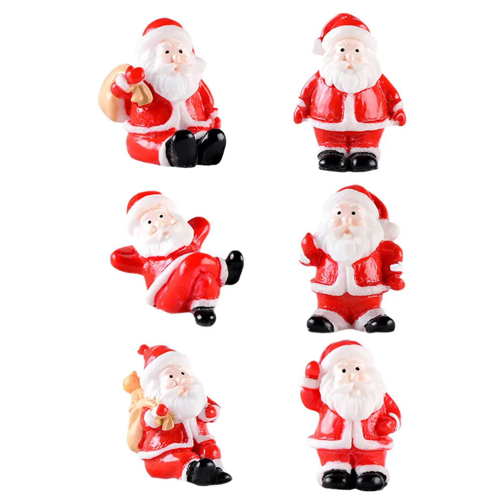 

6Pcs Santa Claus Christmas Mini Ornaments Snow Scene Winter Decor Holiday Home Table Decorations Snowman Figurines Decorations
