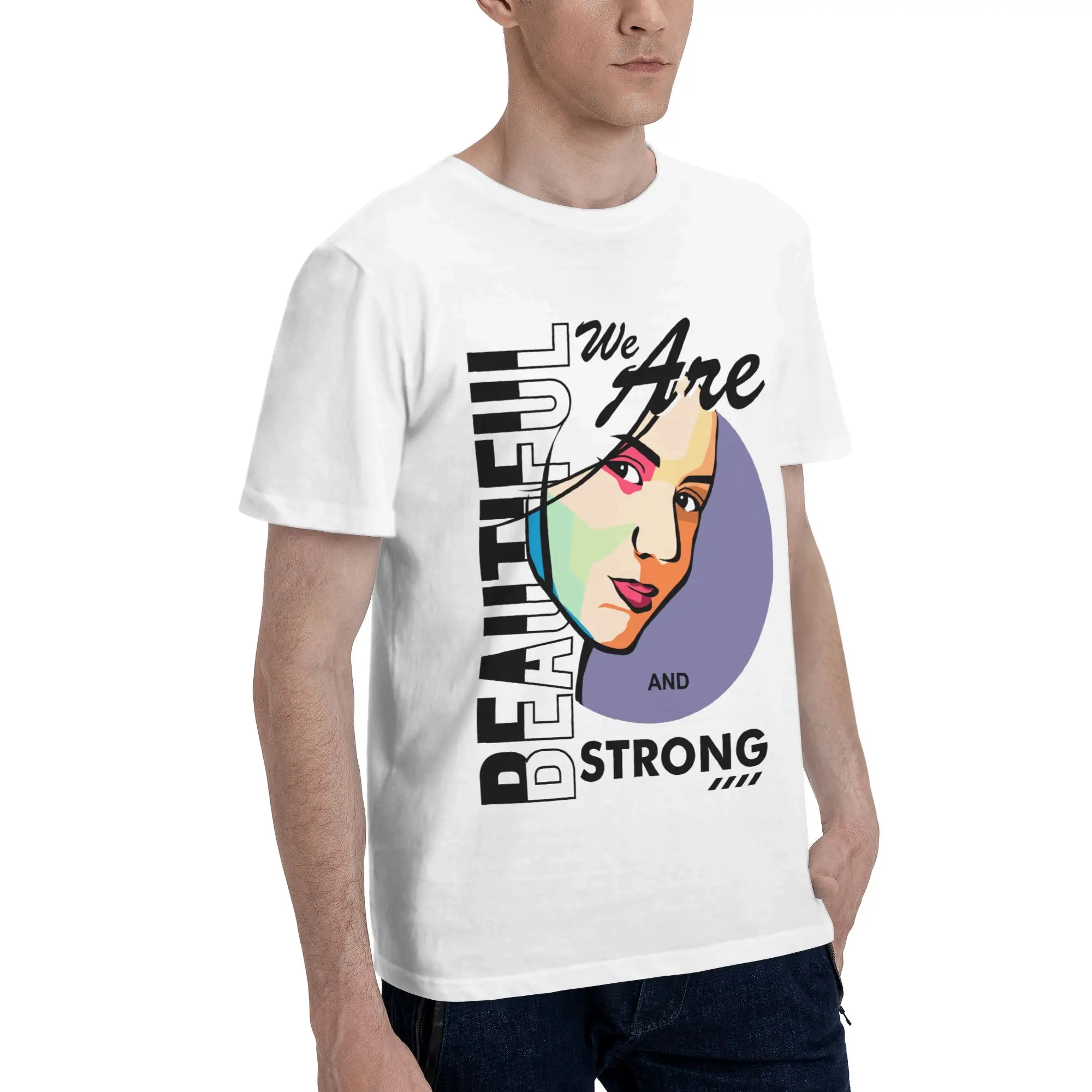 Anime We Are Beautiful And Strong Woman Print Men's T-Shirt Clothes  Cool Tees Short Sleeve fugees 100% Cotton