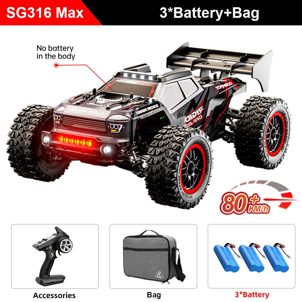 SG316 MAX 1:16 80KM/H Hoge Snelheid Drift Raceauto Borstelloze Motor 4WD RC Off-Road Auto Monstertruck Speelgoed Cadeau VS SG116 MAX