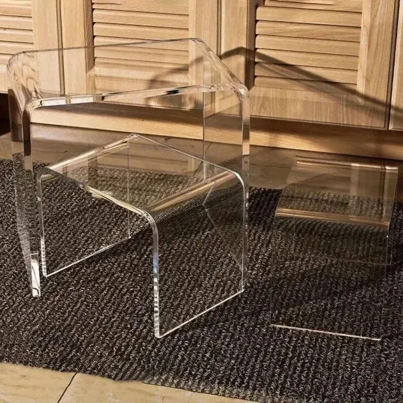 New Acrylic Glass Stool Change Shoes Footstool Family Sofa Stool Living Room Sofa Coffee Table Small