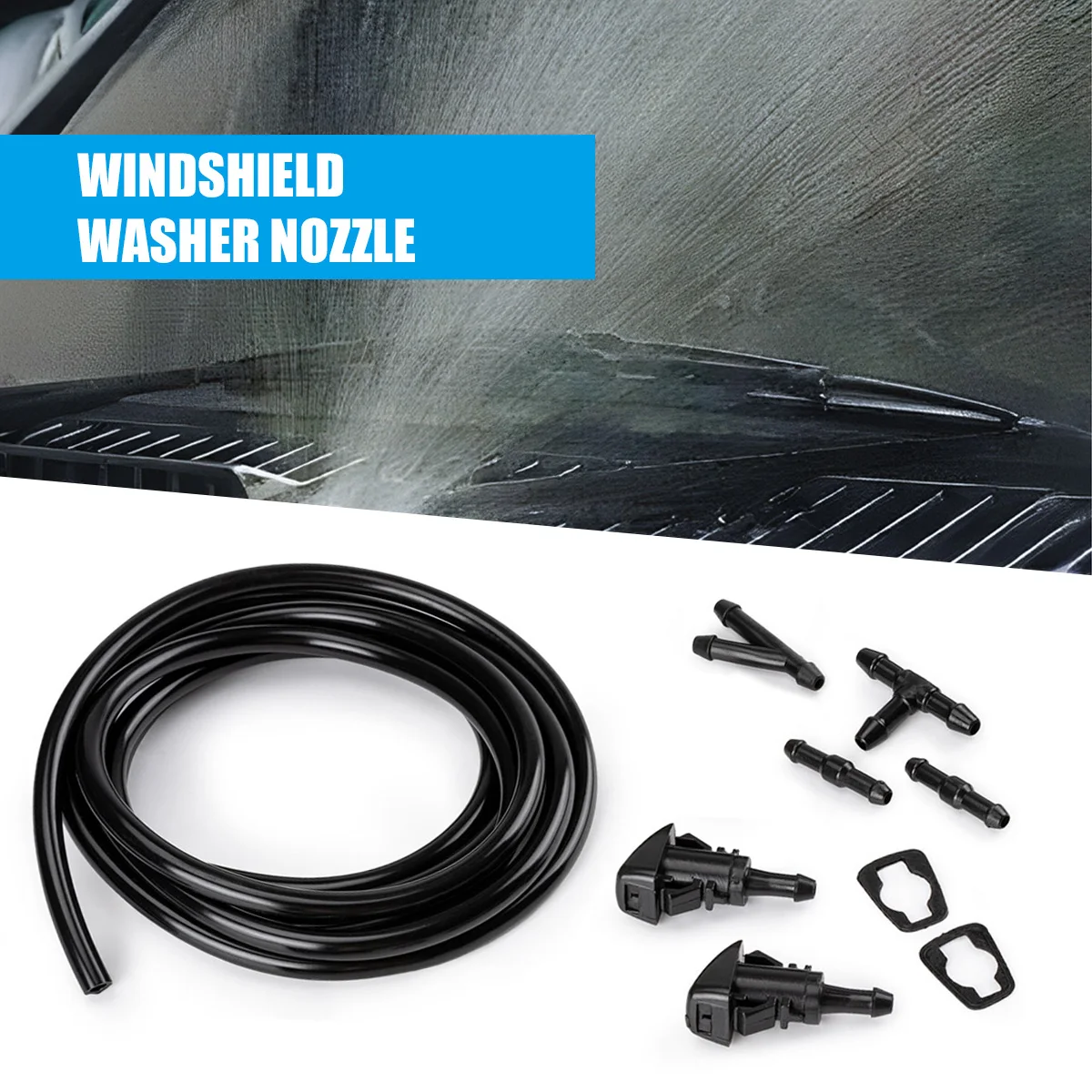 

For Jeep Compass Patriot Grand Cherokee Car Windshield Washer Wiper Water Spray Nozzle Jet With Hose And Connector Kit