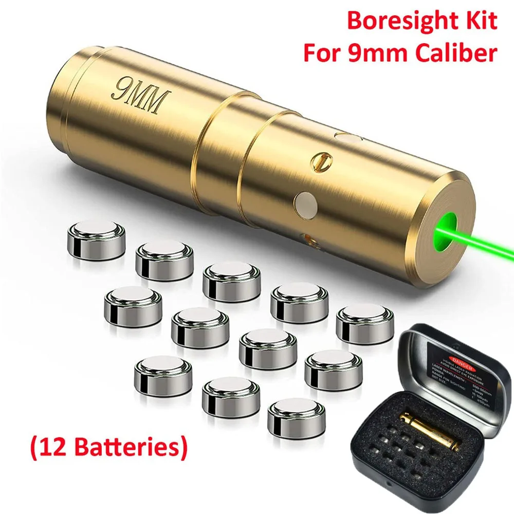 9mm 223Rem 40S&W 380ACP 45ACP 2 In 1 Red Green Laser Cartridge 12 Batteries Tactical Training Laser Cartridge Training Bullet