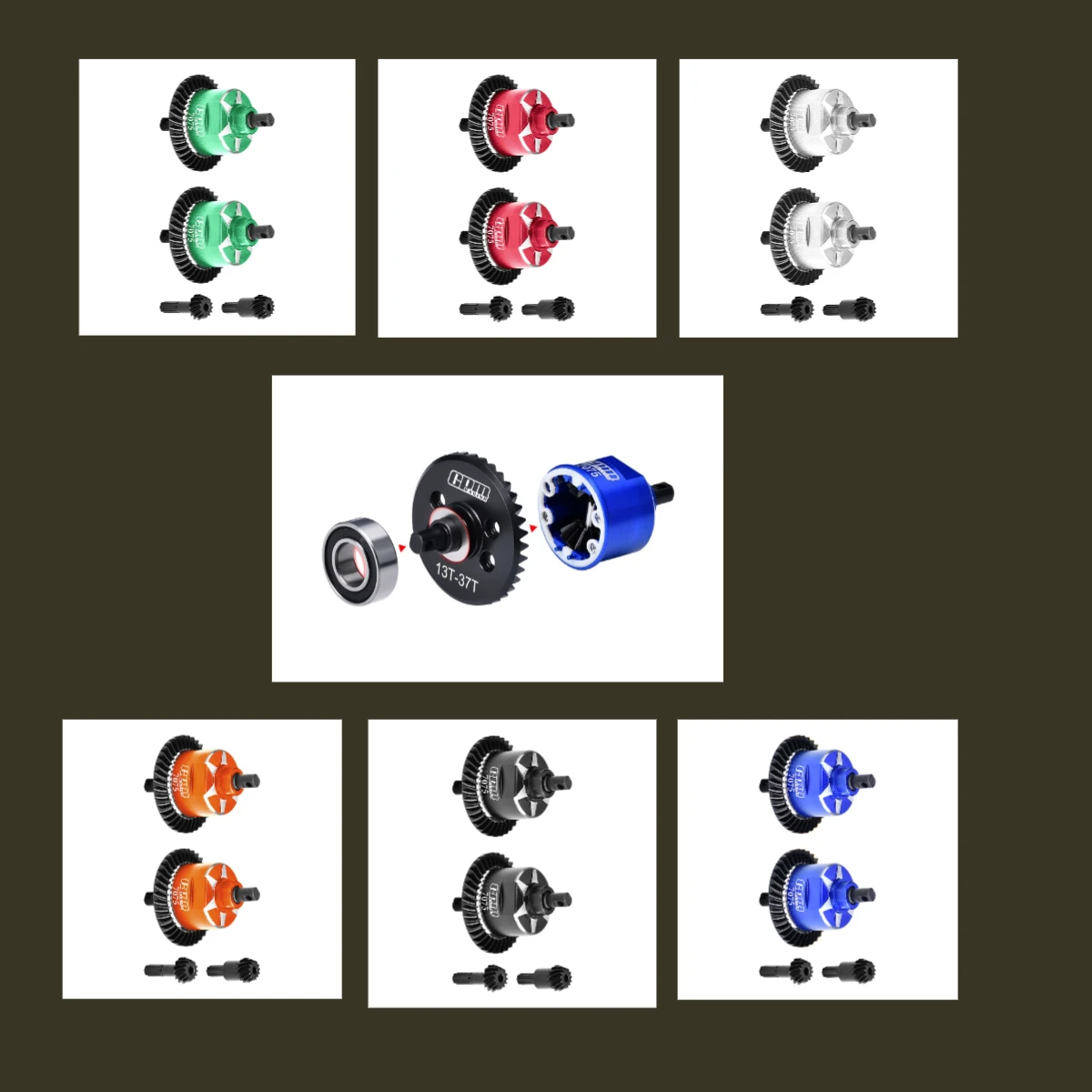 

GPM TRAXXA Mini Maxx / Mini XRT / Mini Slash-108164-1 CS+7075 Alloy F&R Complete Diffs