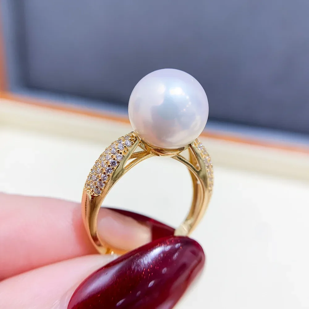 Solid S925 Sterling Silver Pearl Ring Setting For Women DIY Handmade Adjustable Ring Material Fine Jewelry Accessories SJ017