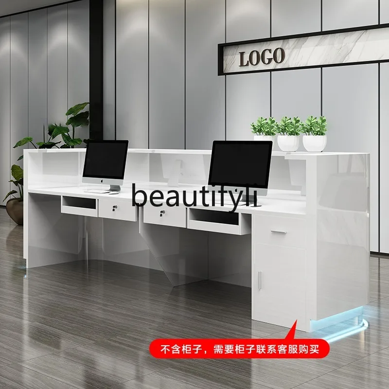 طاولة بار مكتب الشركة المطلية بسيطة وحديثة لصالونات التجميل وأمين الصندوق ومكتب الاستقبال الإبداعي