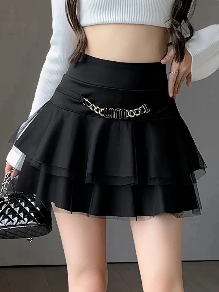 Skirt Fashion Solid Color Cake Women Summer New High Waist Slimming Versatile Chic Elegant Cute A Line Puffy Short Skirts