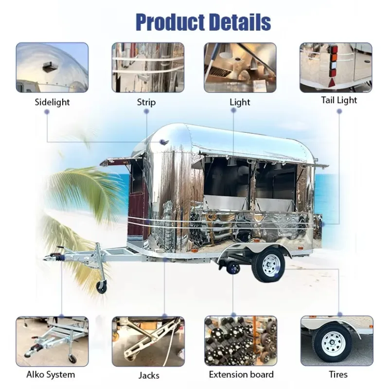 Estación de bar móvil, remolque de comida para helados a la venta, remolque de comida de concesión totalmente equipado