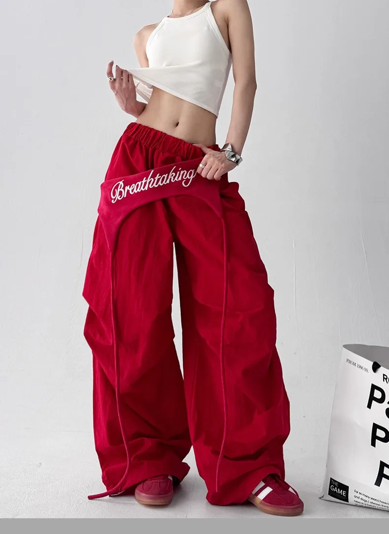 

Retro jazz street dance wide leg pants for women's summer new sweet and loose versatile straight leg casual work pants