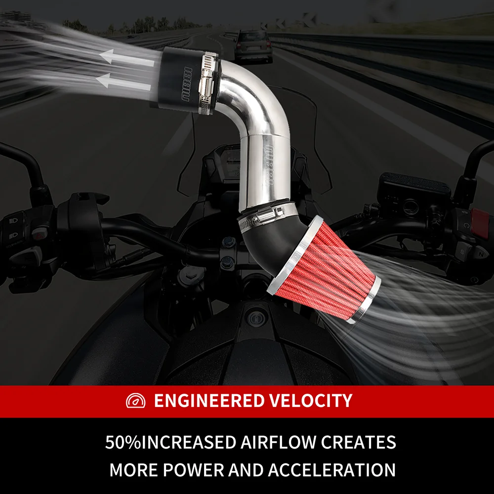 NIBBI Luftfilter Ansaugkrümmer ATV Roller Kaltlufteinlass Ellenbogen Aluminiumrohr für Honda Yamaha Motorrad GY6 Motorteile – Detail 1