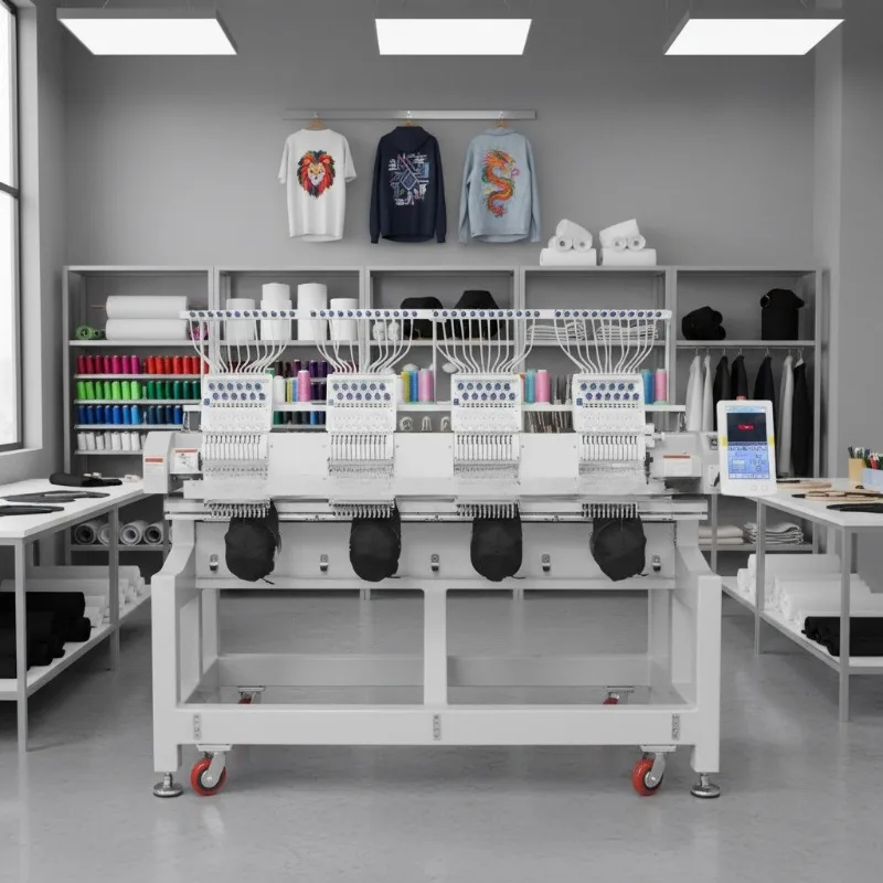 Commercial four-head high-speed computerized embroidery machine Large automatic hat embroidery machine