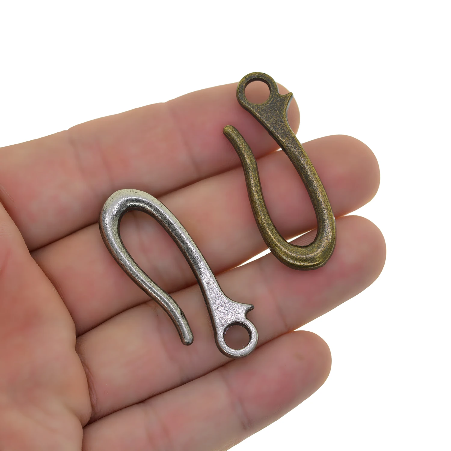 Bronze and Gunmetal Solid alloy metal small  1.7inch Japanese fish U hook fishhook Keychain key Ring EDC DIY making supplies