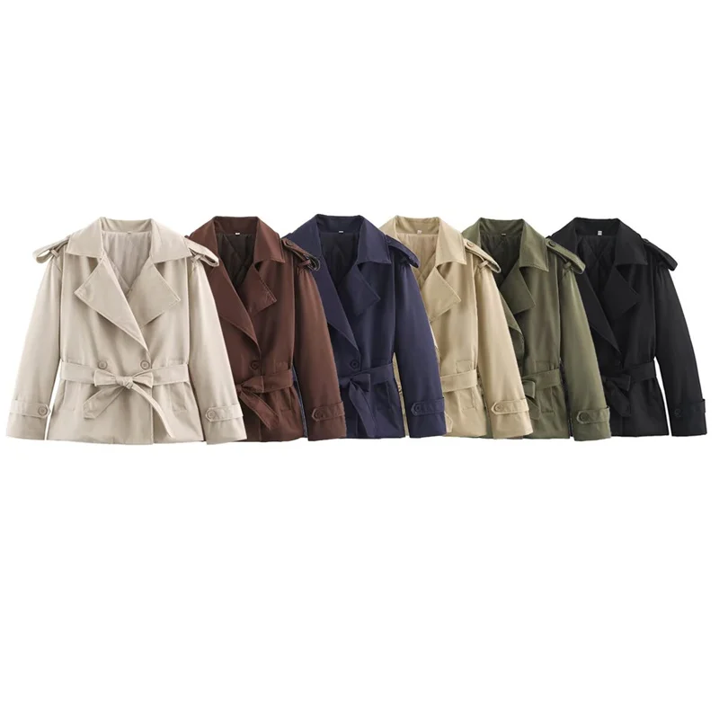Guobioziy Women's Jacket 2026 Autumn/Winter New Solid Color Long-Sleeve Quilted Tie-Waist Warm Trench Coat Jacket Parka Trendy