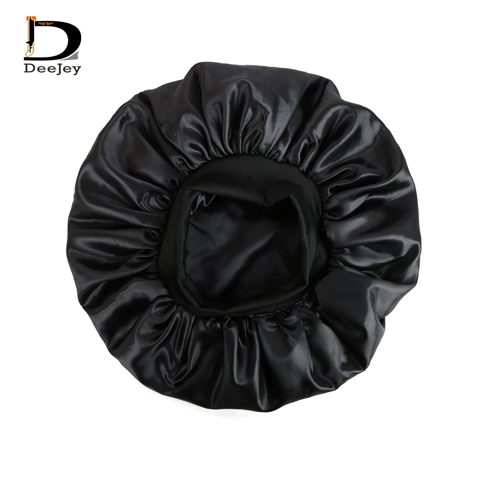 Quality 2 layer polyester satin bonnets elastic band edge caring extension wig hairs sleep caps adult size 2pcs lot