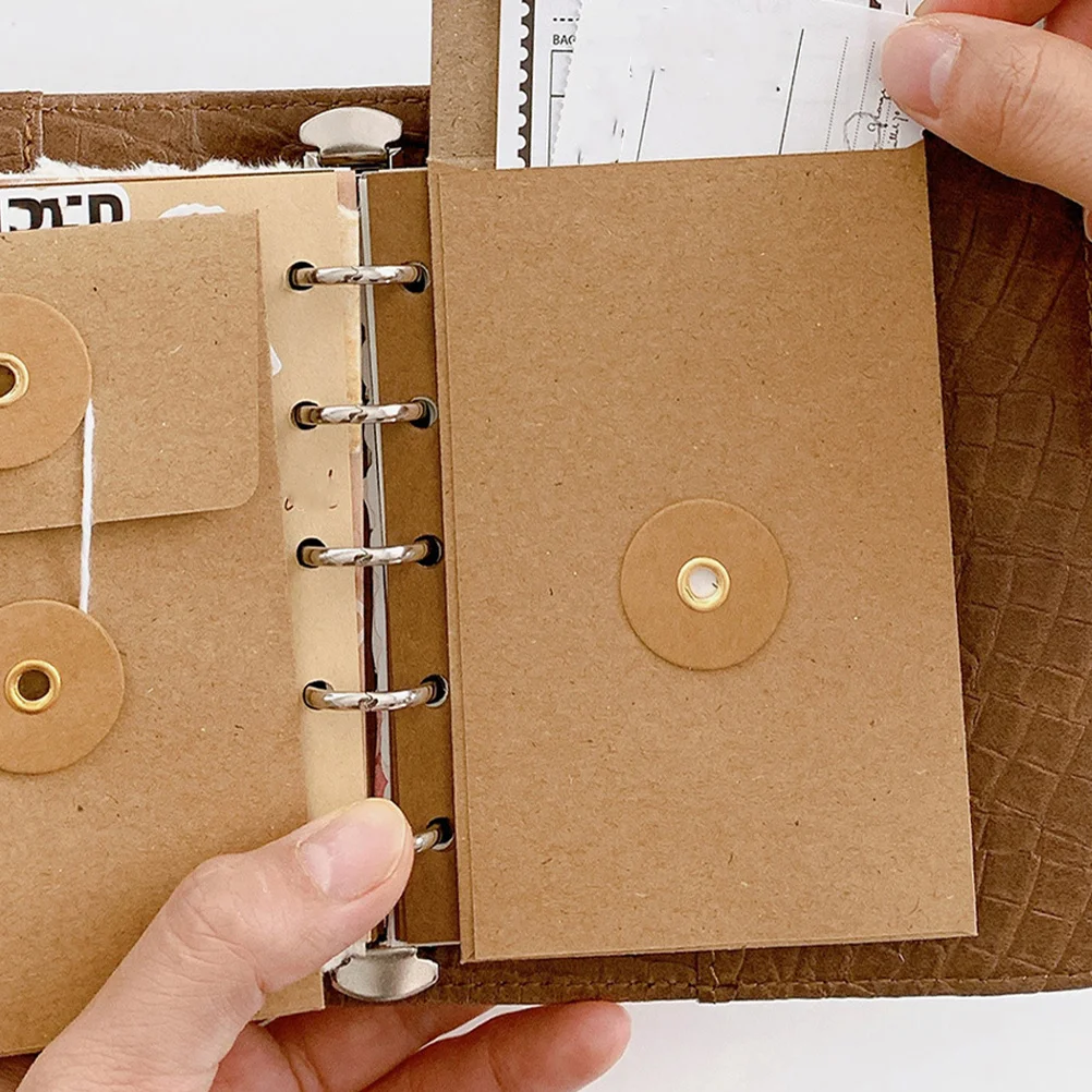 5Pcs Kraft Paper Envelopes Vintage Document Bags String Tie Closure Small Square for Office Wedding Card Invitations