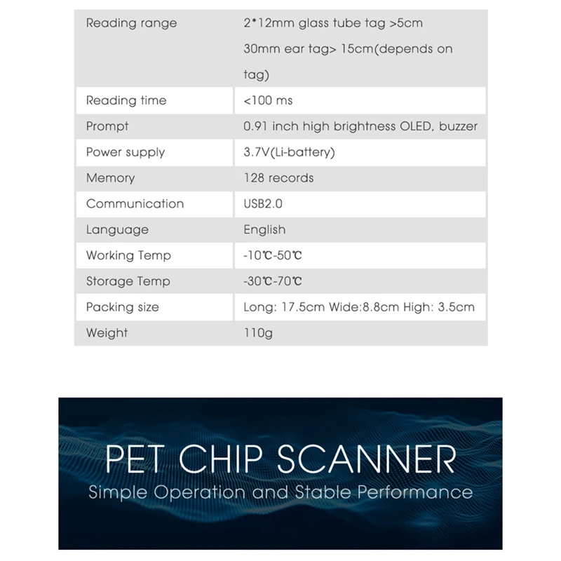 134.2Khz Animal RFID Reader 125Khz Pet ID Reader Rechargeable Animal Chip Scanner FDX-B Glass Chip Tag Reader