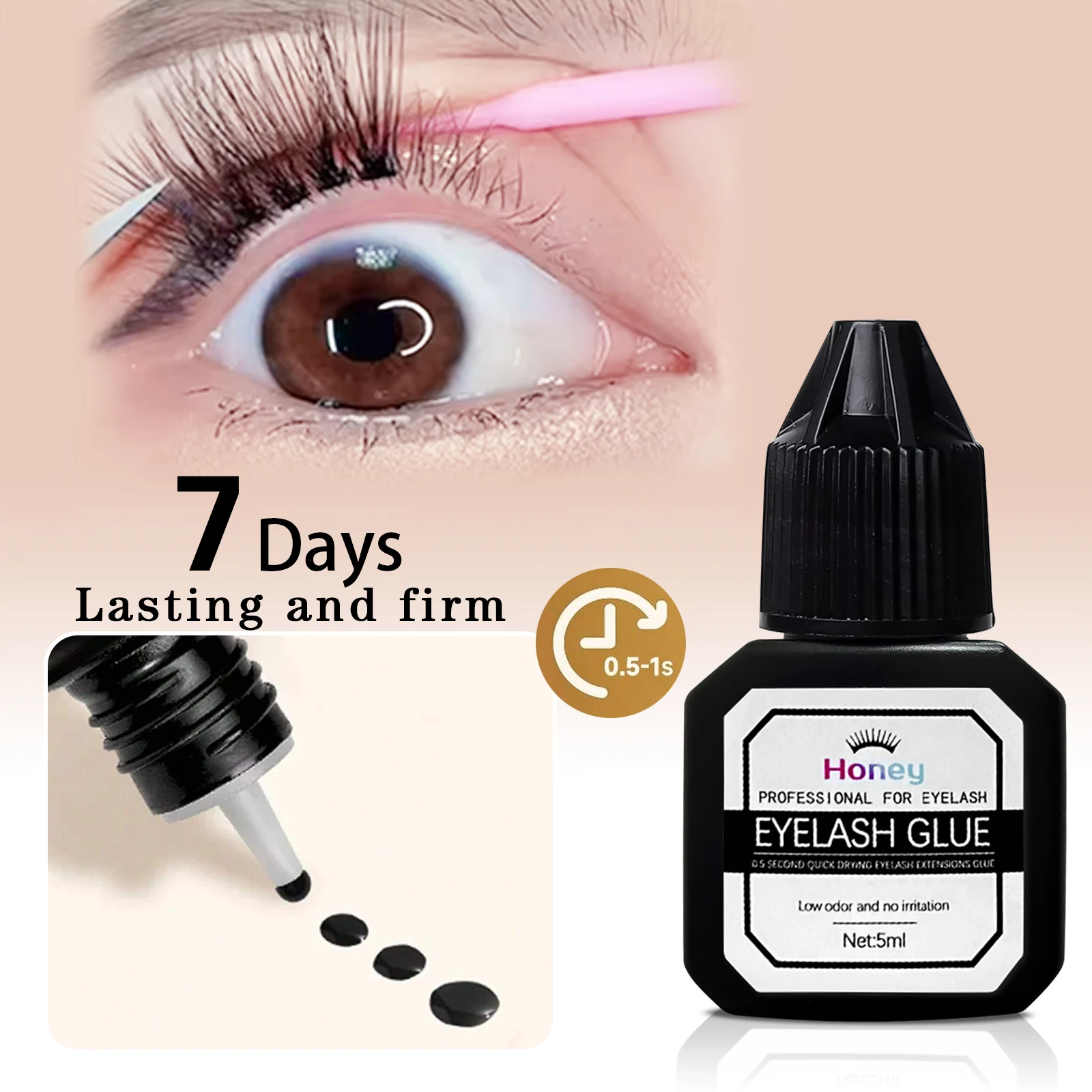 DIY Eyelash Glue Use With Eyes Open 5ml Lasting 7-10 Days Waterproof and Not Irritating