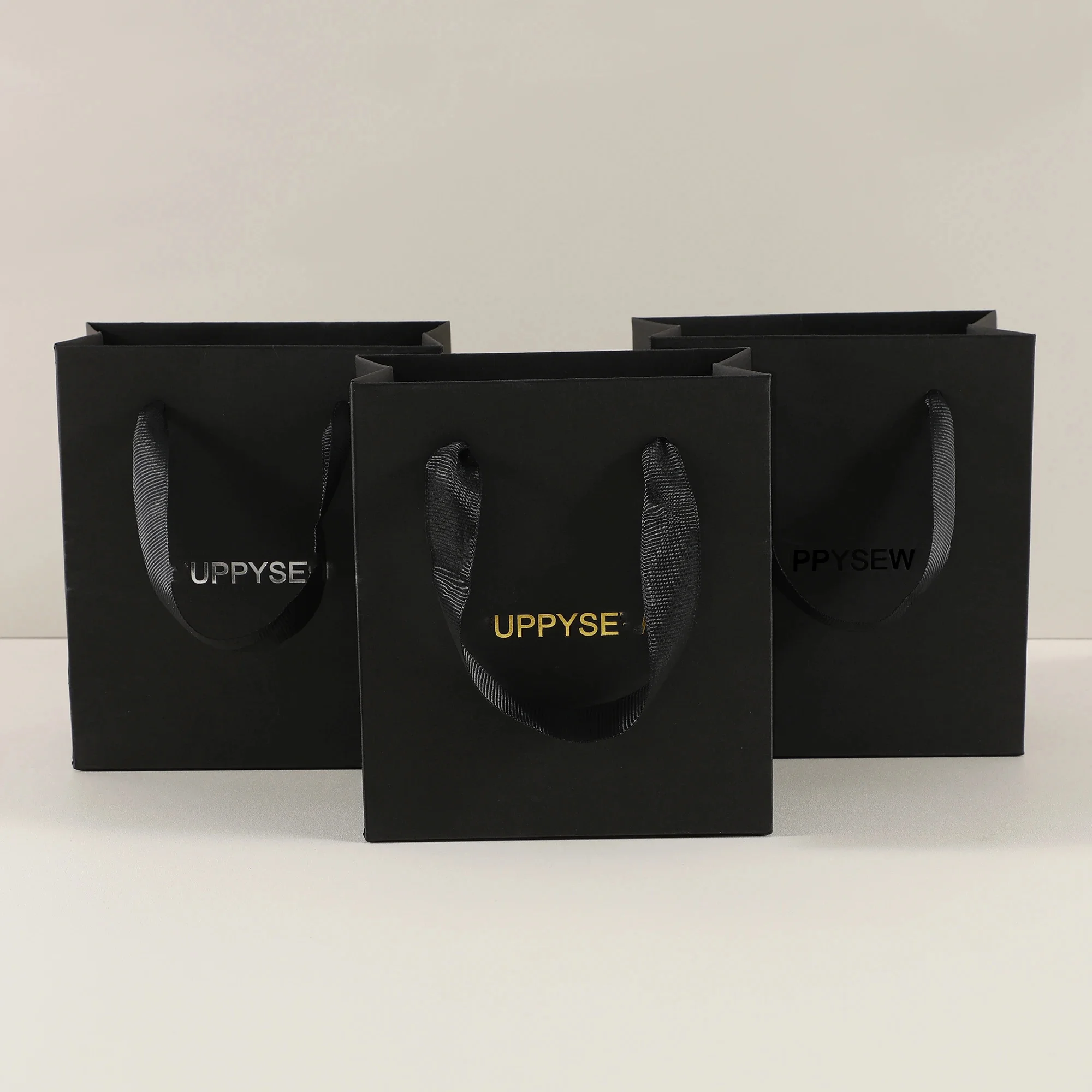 

50pcs black gift bag paper bag shopping bag gift bag gift bag with custom logo