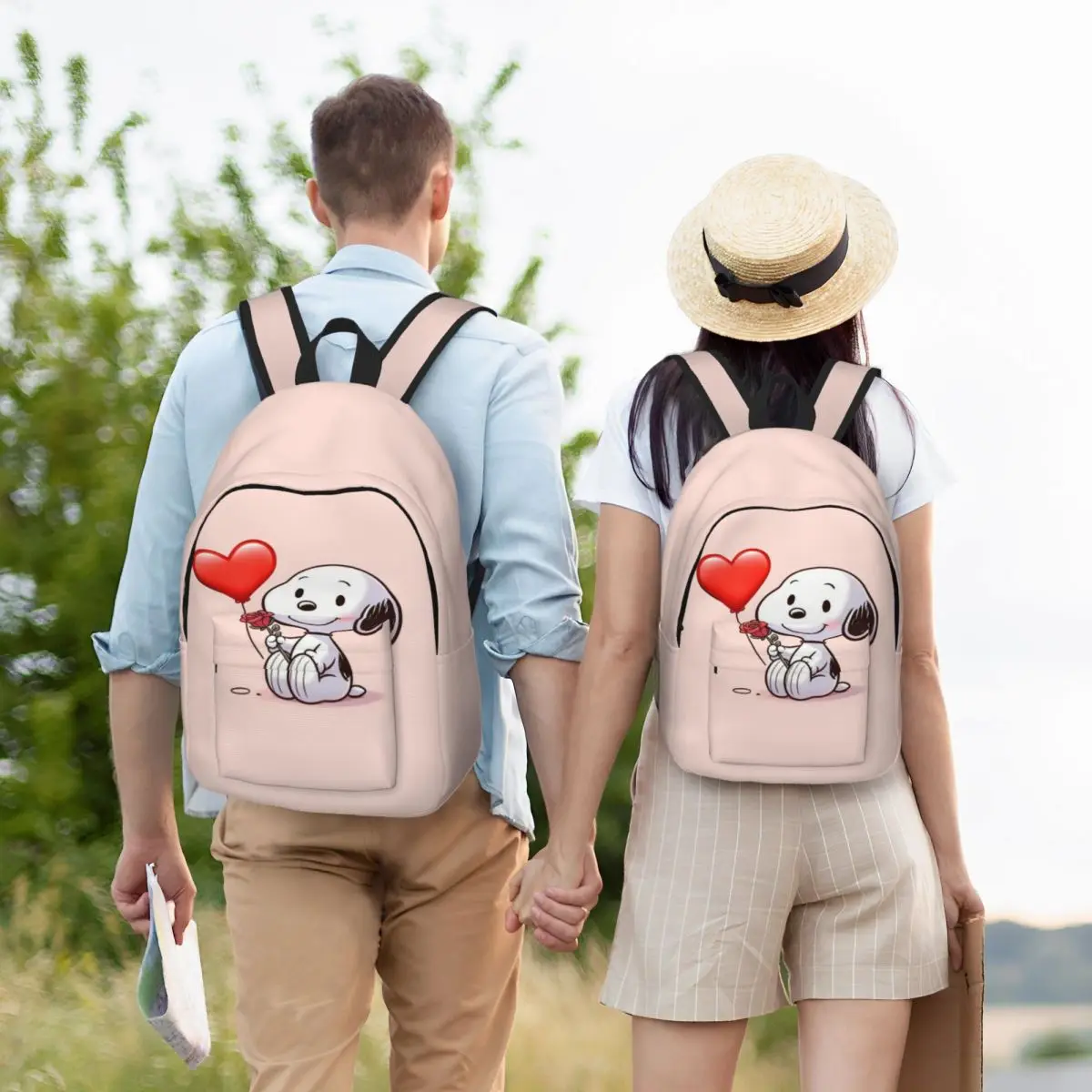 Casual Canvas Backpack Snoopy Multi-Compartment Lightweight Bag for School, Hiking, and Everyday Essentials