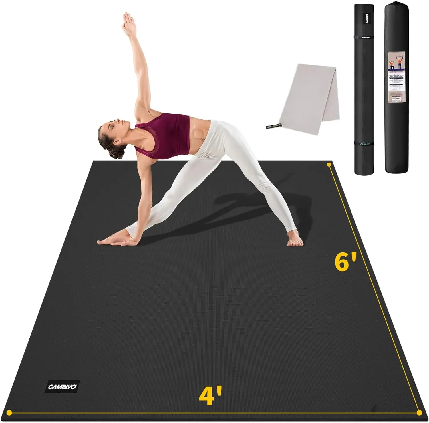 Large Yoga Mat, Extra Thick Workout Mats for Home Gym, 6'x 4'x 8 mm Non Slip Wide Exercise Mat for Pilates