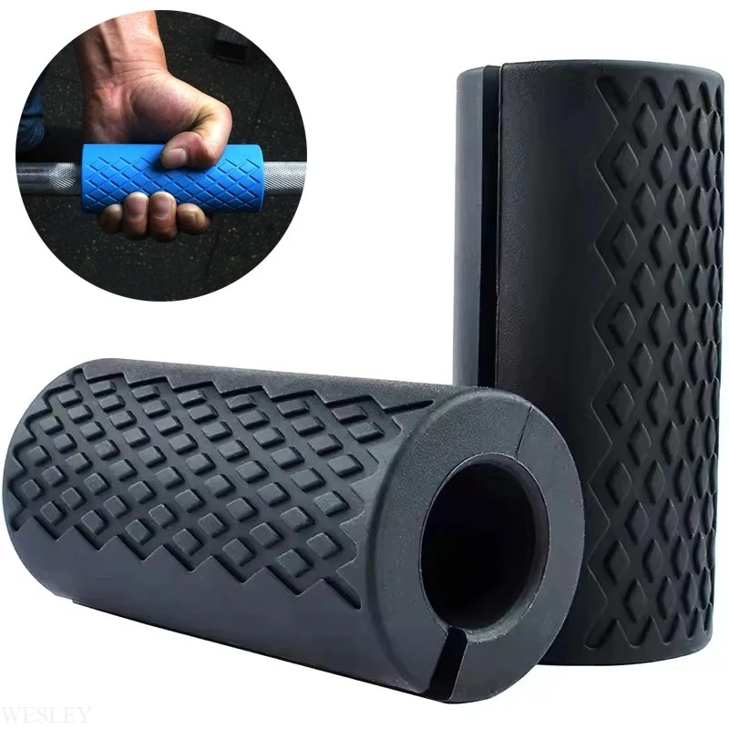 Agarraderas de barra gruesa para levantamiento de pesas, agarres de barra ancha para fitness, almohadilla protectora antideslizante de silicona para manillar de barra.