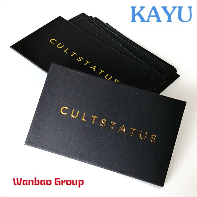 Custom  Luxury Offset name card custom Printing logo gold foil stamping Black Business Card