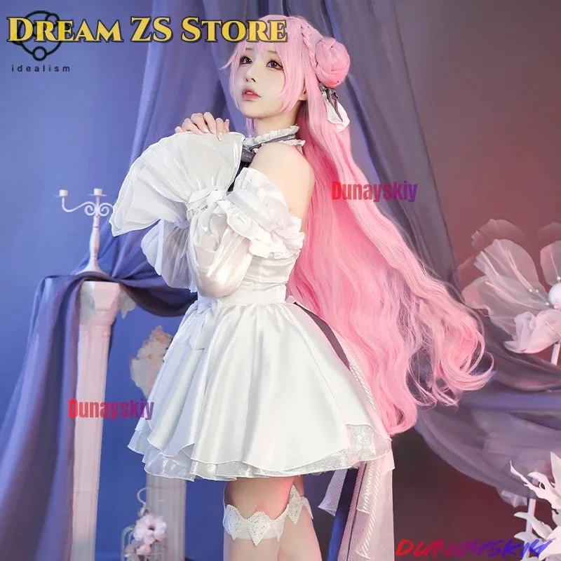 

7D@Dorothy Costume Game Nikke Cosplay White Princess Dress Cute Lolita Clothes Spaghetti Strap Dresses for Women Girls Holiday